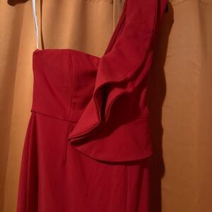 Lulu's Vibrant Red One-Shoulder Dress